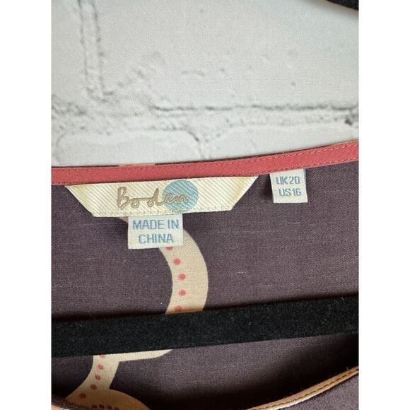 BODEN brown floral viscose silk blouse tunic top size 16 - Picture 2 of 7